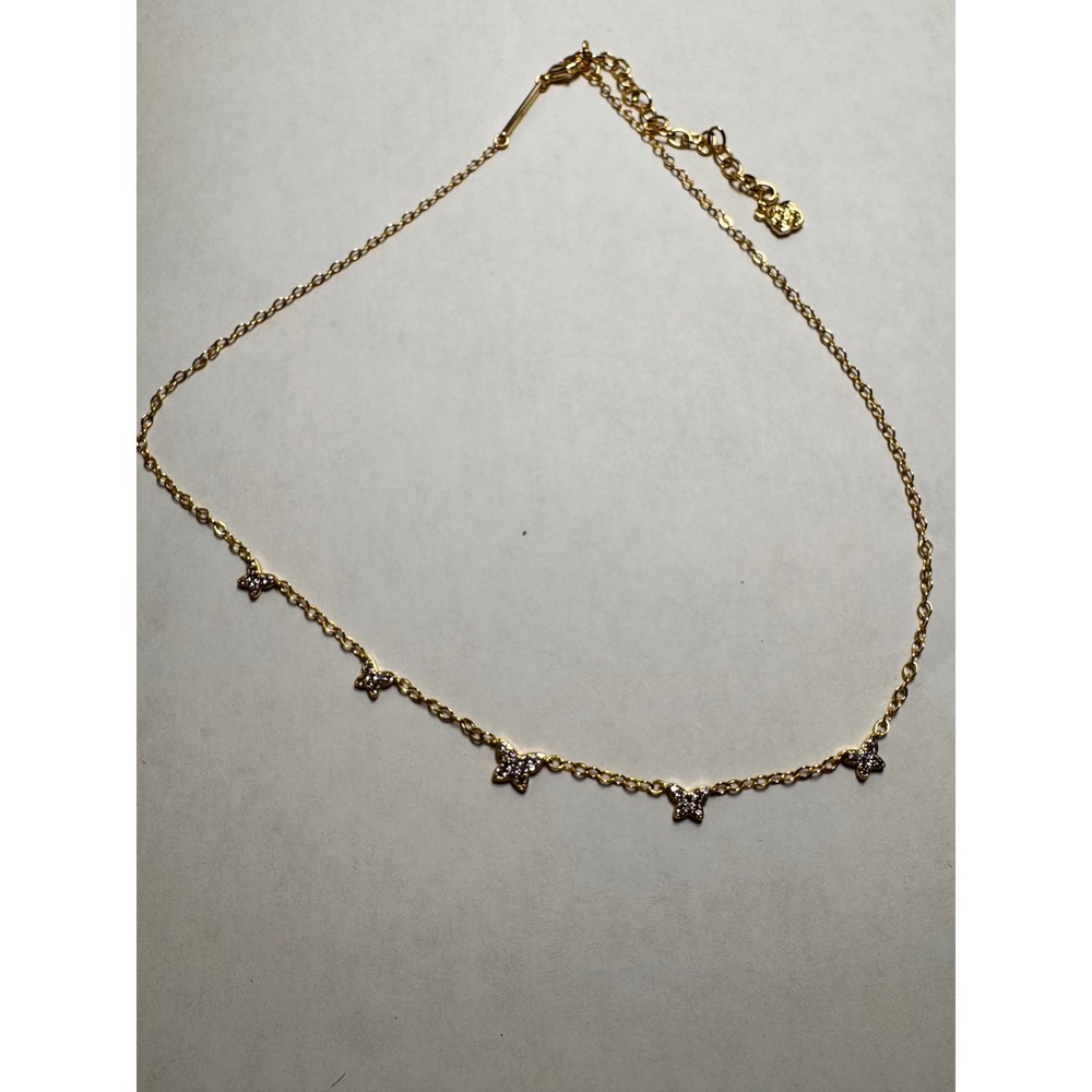 Kendra Scott Lillia Butterfly Strand Necklace Gold Pave Crystal Dainty Jewelry - Picture 2 of 5